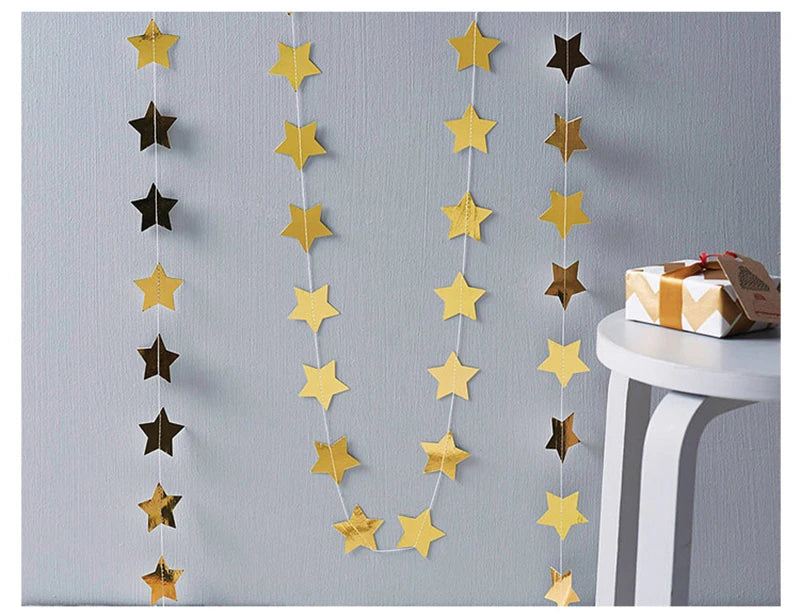 4M Moon & Star Glitter Paper Garland – Hanging Party Banner for Weddings, Eid, Baby Showers & Celebrations