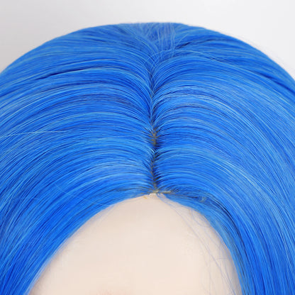 Inside Out Sadness Anime Cosplay Wig – Short Blue Bob Synthetic Wig with Wig Cap (Game & Role-Play Costume Hairpiece)