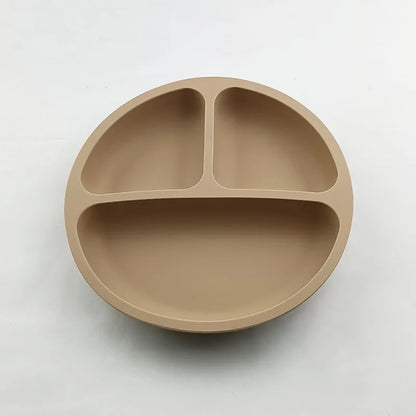 Assiette à ventouse en silicone pour bébé – Assiette repas sourire pour tout-petits avec compartiments, vaisselle pour enfants sans BPA