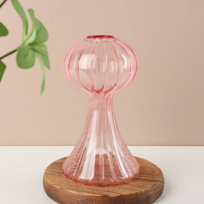 Florero de vidrio con forma de hongo – Maceta hidropónica transparente y jarrón decorativo de escritorio