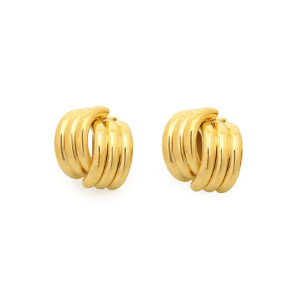 Pendientes de Moda Llamativos de Acero Inoxidable Chapado en Oro Círculo Geométrico Retorcido Vintage para Mujer