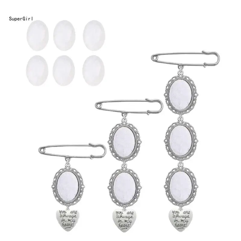 Wedding Bouquet Photo Charm – Oval Picture Frame Pendant Brooch for Bridal Bouquets & Memorial Keepsakes