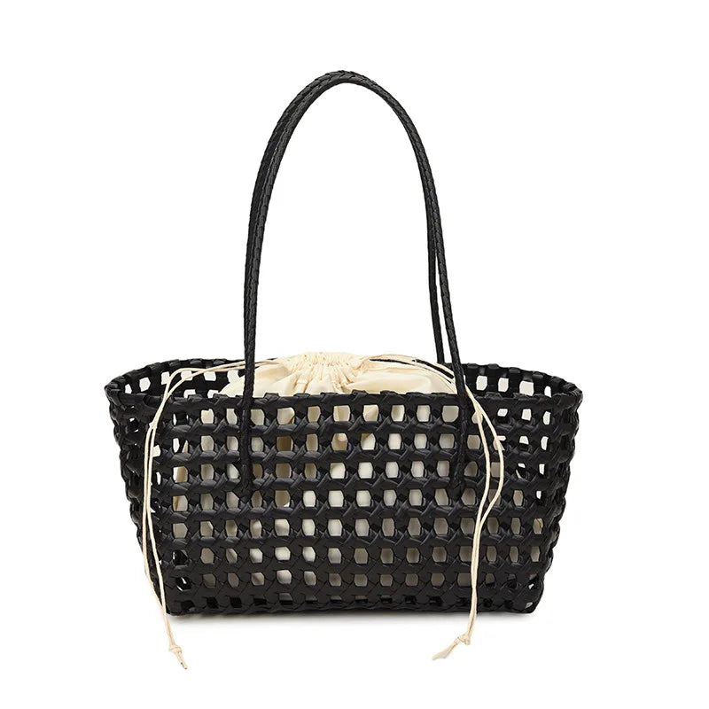 Bolso Cesta de Paja Tejido a Mano para Mujer – Bolso de Hombro de Ratán, Bolso de Playa de Verano para Mujer, Cartera de Viaje de Diseño para Compras, Vacaciones y Salidas Casuales