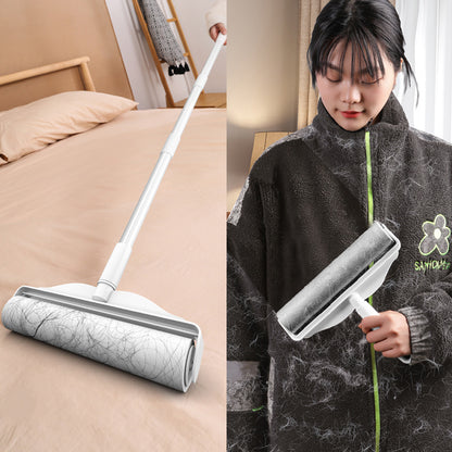 Long Handle Lint Roller – Retractable Pet Hair & Dust Remover for Clothes, Furniture, Bedding & Upholstery
