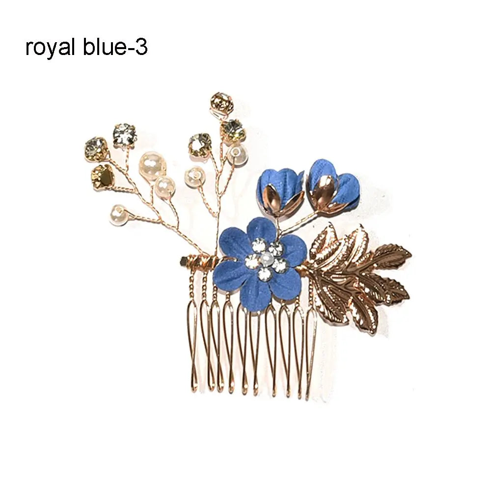 Luxury Floral Bridal Hair Comb with Gold Leaves – Crystal Wedding Hair Accessory for Brides & Prom