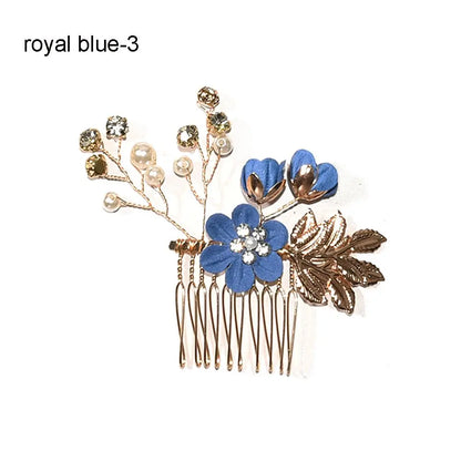 Luxury Floral Bridal Hair Comb with Gold Leaves – Crystal Wedding Hair Accessory for Brides & Prom