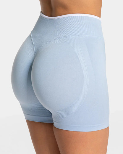 Women’s Seamless Color Block Yoga Shorts High Waist Butt Lifting Gym Workout Running Shorts