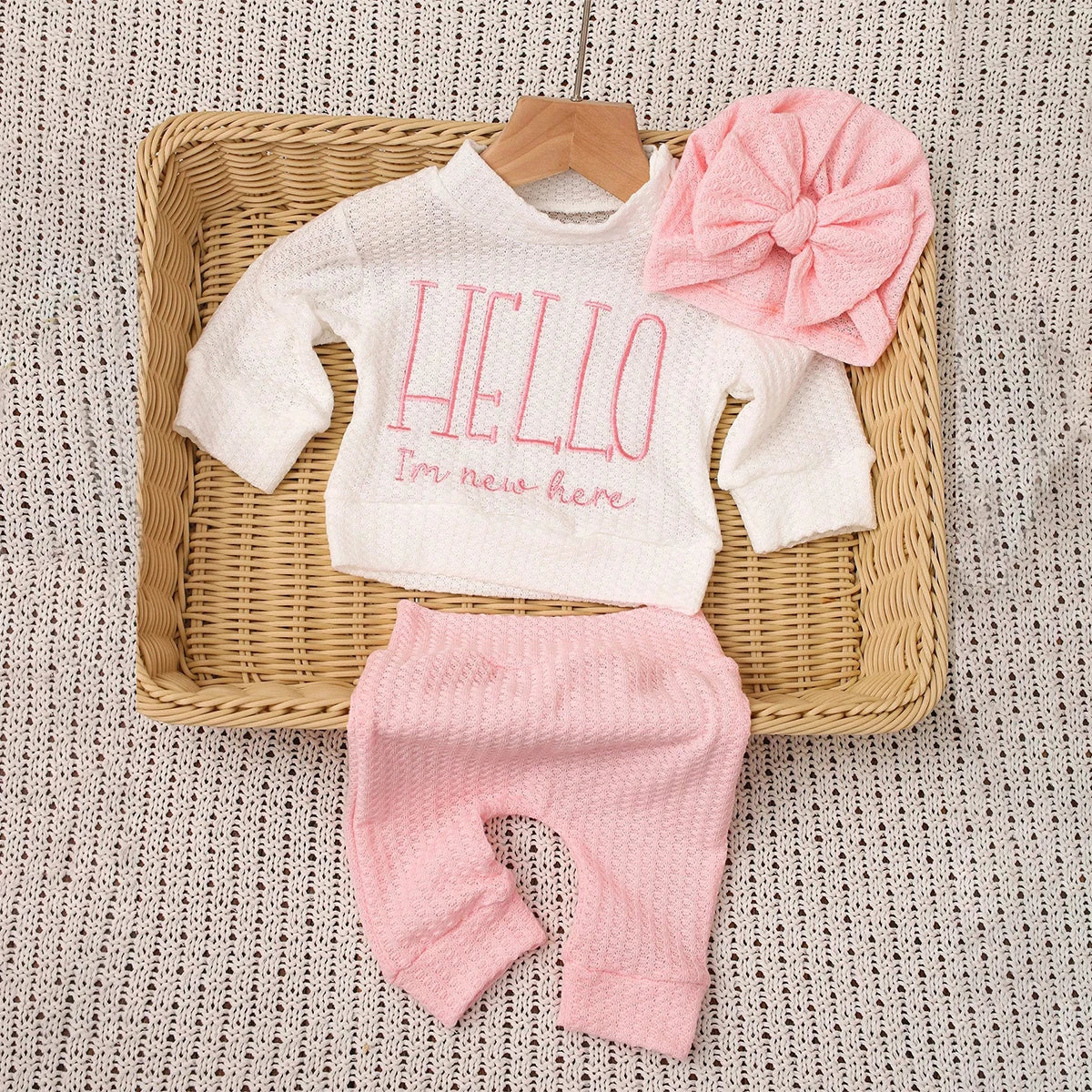 Ysteed "Hello" Embroidered Newborn Photography Prop Set – Baby Bow Sleep Cap & Cute Infant Photoshoot Accessories, HD Photo Studio Set