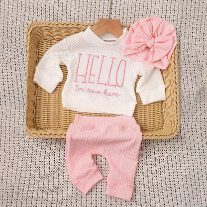 Ysteed "Hello" Embroidered Newborn Photography Prop Set – Baby Bow Sleep Cap & Cute Infant Photoshoot Accessories, HD Photo Studio Set