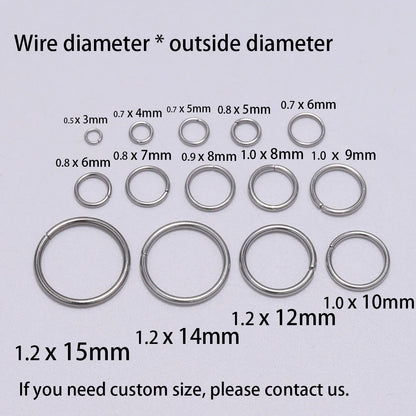 30 à 200 Anneaux de jonction fendus en acier inoxydable (3 à 25 mm) – Connecteurs à boucle ouverte pour la fabrication de bijoux, bracelets, colliers et loisirs créatifs