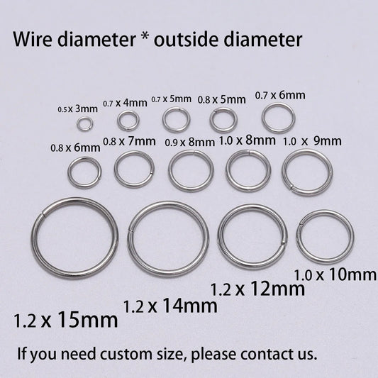 Anillas abiertas de acero inoxidable de 30 a 200 piezas (3-25 mm) – Conectores de bucle abierto para hacer joyas, pulseras, collares y manualidades