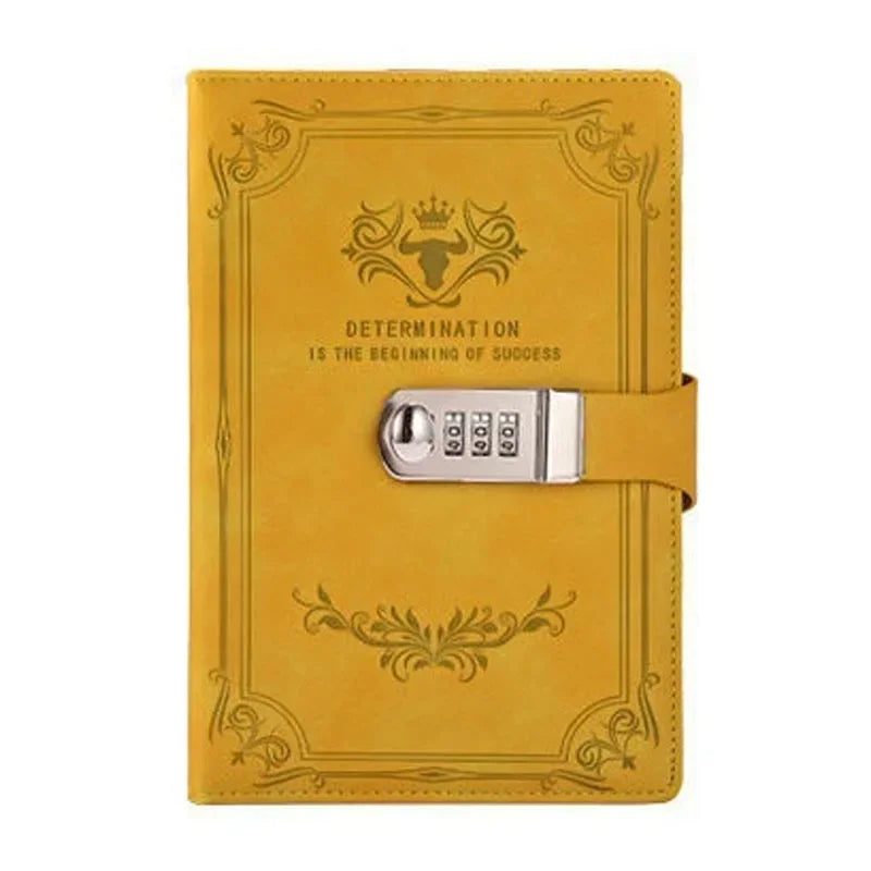 A5 Retro Password Lock Diary – 200-Page Journal Notebook with Secure Lock