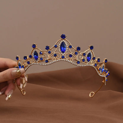 Vintage Baroque Crystal Queen Crown Tiara for Women – Rhinestone Bridal Wedding & Prom Hair Accessory