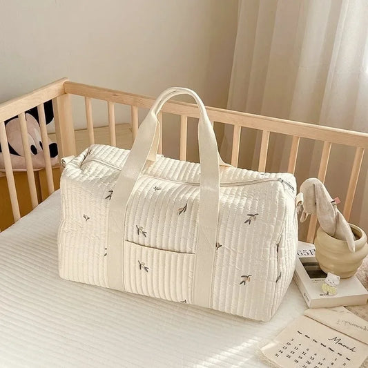 Bolso maternal de gran capacidad bordado, multifuncional, para pañales, de viaje, tipo tote y bandolera