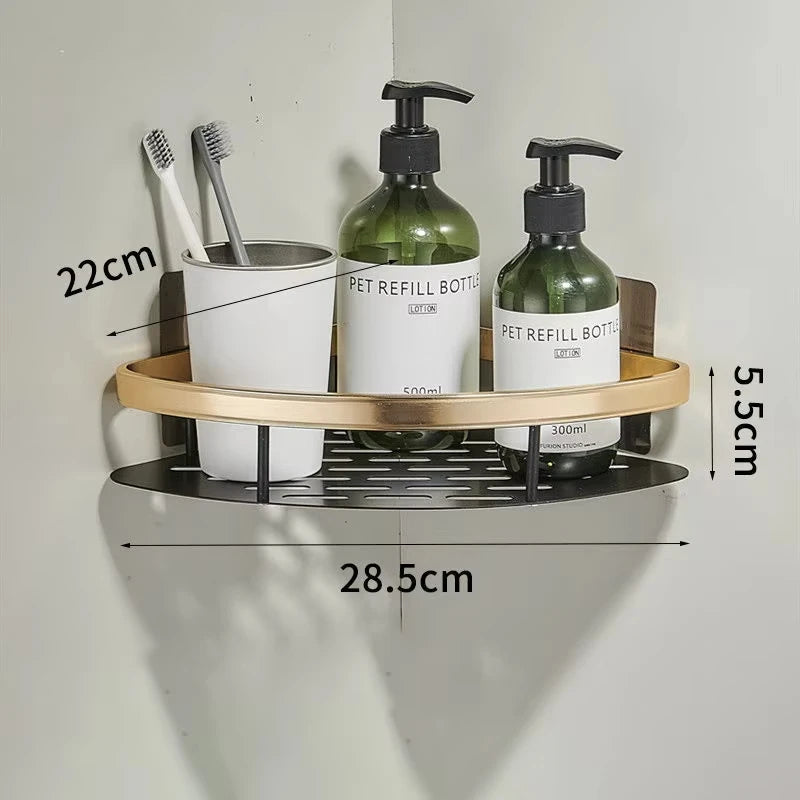 Estante de baño para montaje en pared sin taladros, organizador de almacenamiento de cocina para champú y artículos de tocador