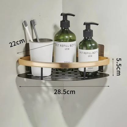 Estante de baño para montaje en pared sin taladros, organizador de almacenamiento de cocina para champú y artículos de tocador
