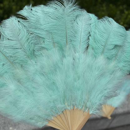 Abanico Grande de Plumas de Avestruz Blancas – Elegante Abanico para Baile y Actuaciones Escénicas (100 cm / 130 cm)