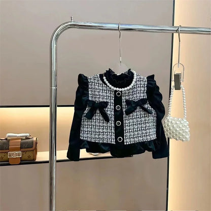 Girls 3-Piece Clothing Set – Baby Long-Sleeve Top & Flared Pants Warm Casual Outfit for Autumn & Spring, 12M–5Y