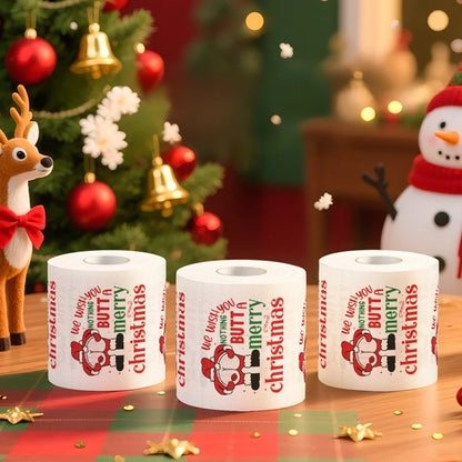Happy 2026 Christmas Toilet Paper Roll – Festive Xmas Tissue Paper Napkin for New Year Party, Kitchen & Home Decoration