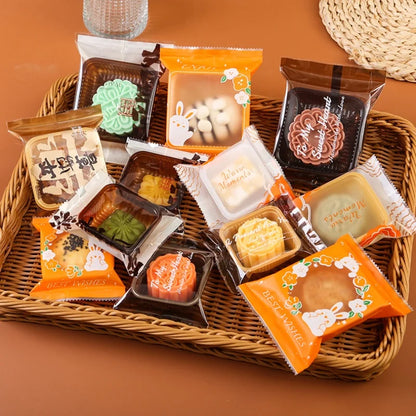LBSISI Life 100 bolsas para galletas de luna – Bolsas de plástico transparentes para empaques de regalo caseros para festivales, galletas y crujientes de yema de huevo