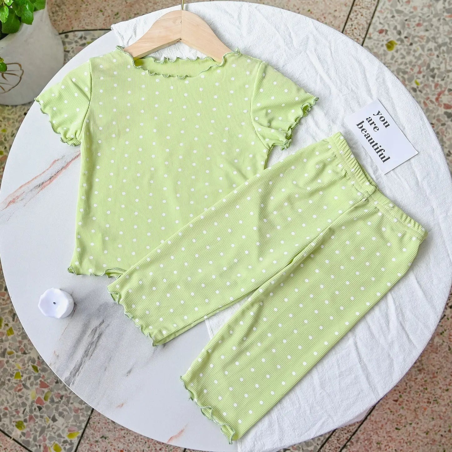 Korean Style Girls Summer Pajama Set – Floral Print Short Sleeve T-Shirt & Shorts Outfit for Kids 1–8 Years