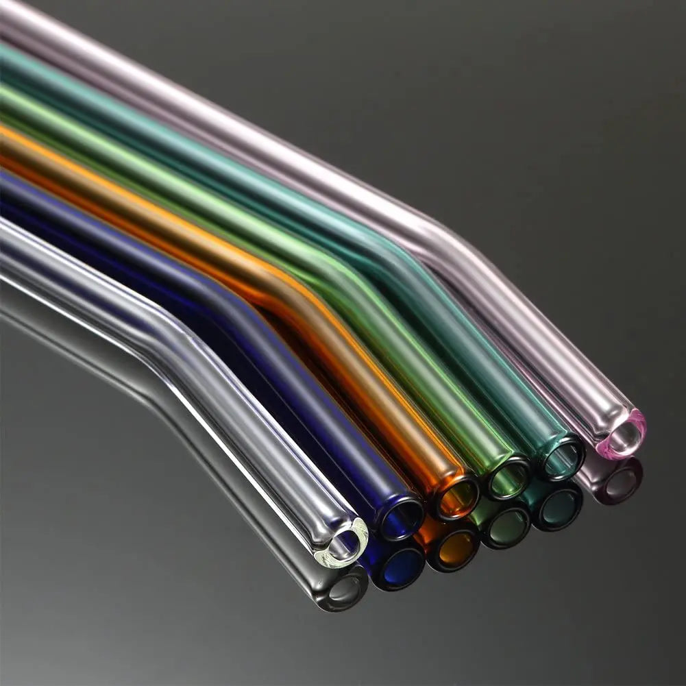 8.5 Inch Reusable Glass Straws Set, 8mm Multi-Color Drinking Straws, Eco-Friendly Glass Straws for Smoothies, Milkshakes, Cocktails and Cold Drinks