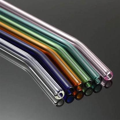 8.5 Inch Reusable Glass Straws Set, 8mm Multi-Color Drinking Straws, Eco-Friendly Glass Straws for Smoothies, Milkshakes, Cocktails and Cold Drinks