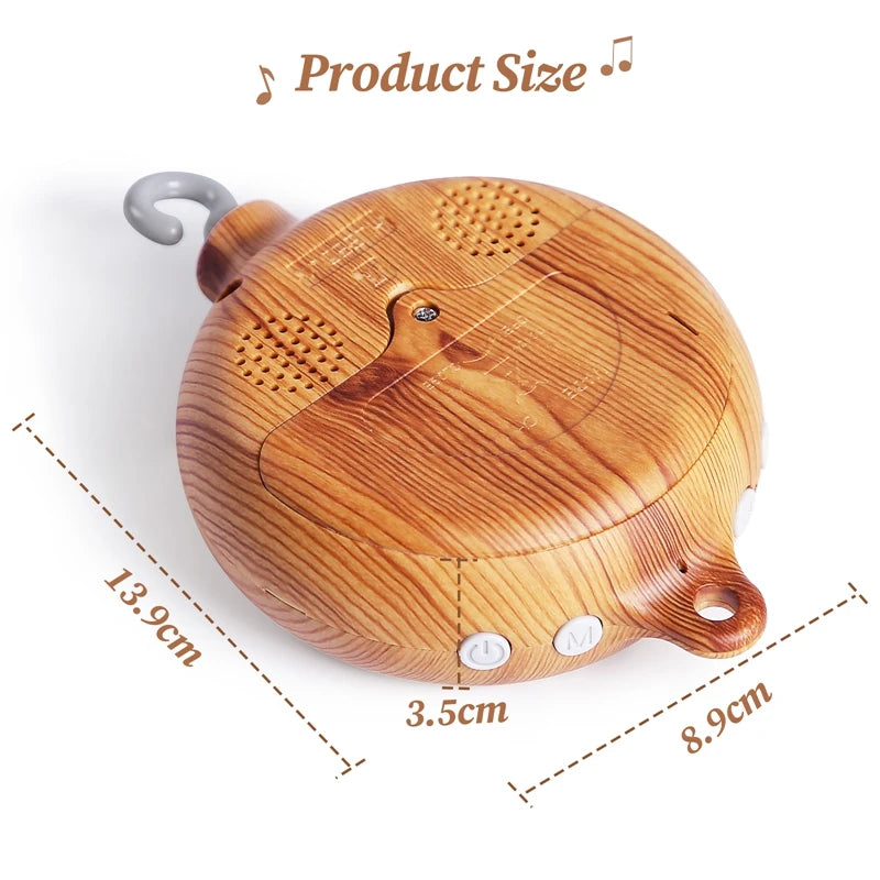 Móvil Musical para Cuna de Bebé Recién Nacido – Caja de Música con Sonajero Colgante Giratorio de Estilo Madera, Juguete Musical Relajante para Bebés de 0 a 12 Meses, Decoración para Cuna de Guardería y Regalo para Baby Shower