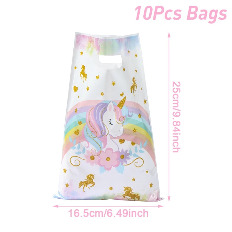 10/25/50 unidades Bolsas de Regalo de Unicornio para Dulces – Lindas Bolsas de Mano para Recuerdos de Fiesta, Decoraciones de Cumpleaños, Baby Showers, Regalos para Niños y Artículos de Celebración