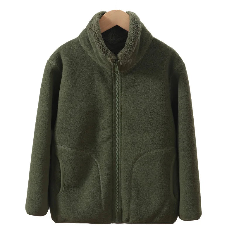 Teen Boys and Girls Winter Fleece Jacket, Thick Warm Windproof School Coat, Cozy Casual Outerwear for Older Teens and Young Adults