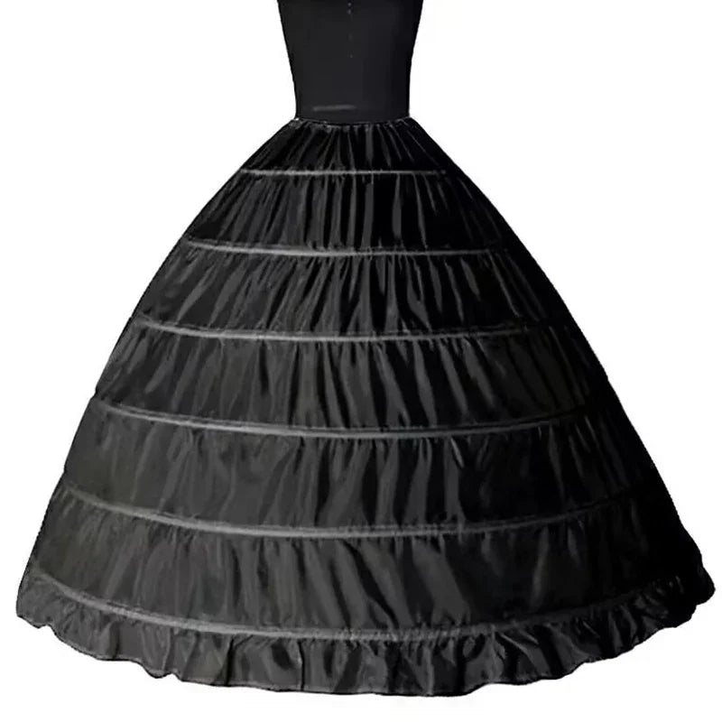 Enagua de boda de crinolina de 6 aros – Enagua larga blanca para vestido de baile, capa de soporte de falda de medio deslizamiento para vestido de novia, accesorios de boda para vestidos de princesa y vestidos formales
