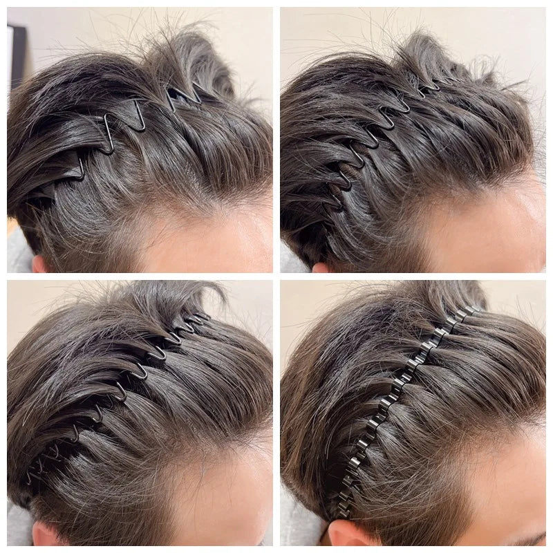 Juego de 5 diademas metálicas onduladas para hombres y mujeres – Bandas de pelo antideslizantes para deportes y uso diario
