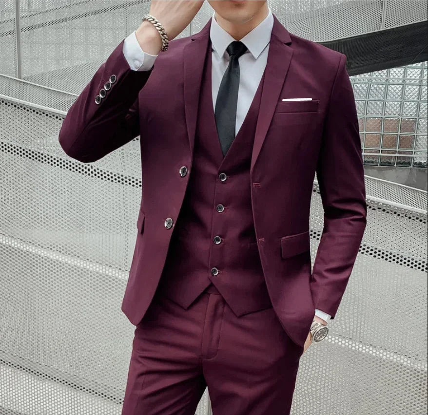 Conjunto de traje de 3 piezas para hombre – Blazer, chaleco y pantalón estilo británico, elegante traje formal de negocios o boda para hombre