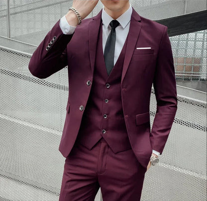 Conjunto de traje de 3 piezas para hombre – Blazer, chaleco y pantalón estilo británico, elegante traje formal de negocios o boda para hombre