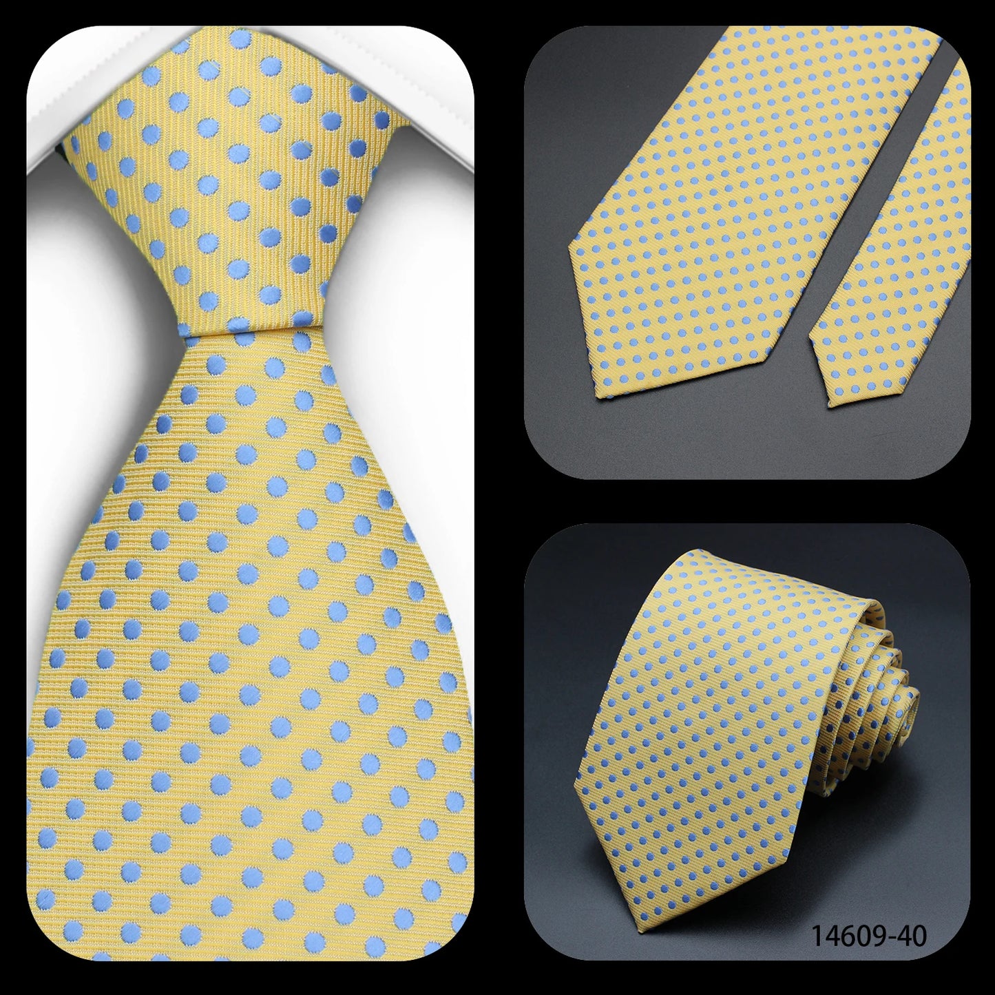 Corbata Floral de Puntos para Hombre – Corbata Casual de Moda Azul Roja Amarilla para Negocios, Bodas y Ocasiones Formales | Accesorio de Regalo