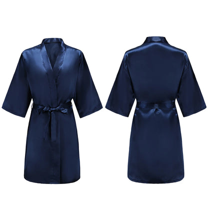 Bata de satén para mujer – Batín sedoso corto para dama de honor para la novia y fiesta de bodas | Kimono elegante para dormir