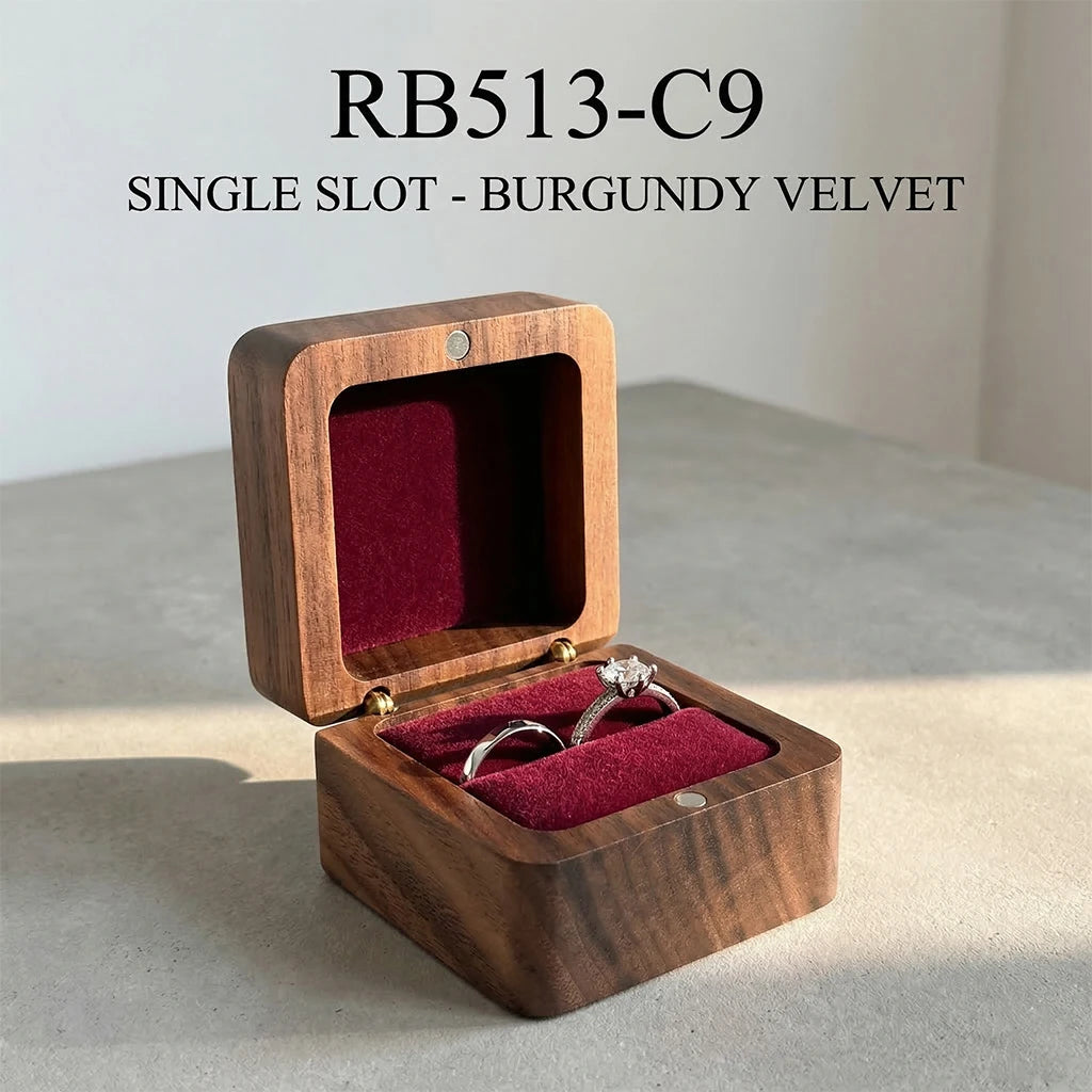 Personalized Wooden Jewelry Box with Custom Engraving for Rings, Earrings, Bracelets, Wedding Proposals & Gift Packaging