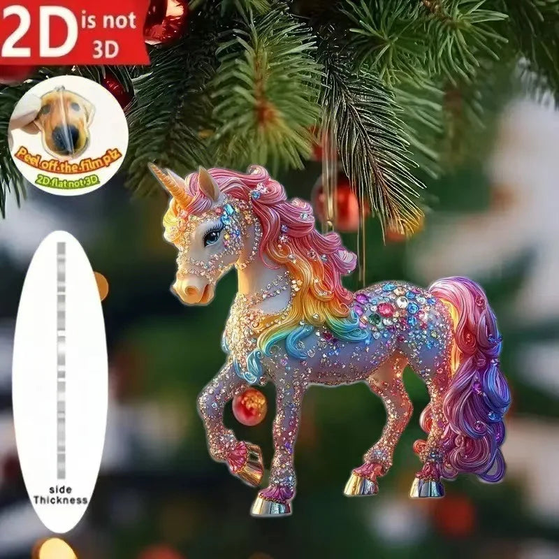 Cute Cat 2D Acrylic Christmas Pendant – Flat Hanging Ornament for Xmas Tree, Holiday Party & Festive Home Decor