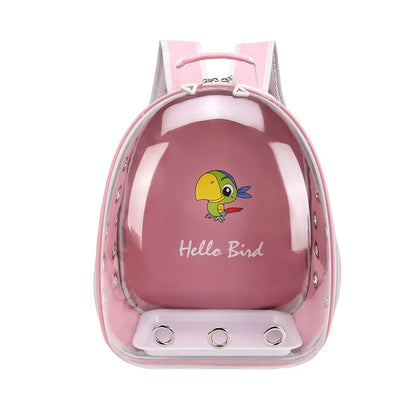 Transparent Bird Carrier Backpack – Portable Birdcage with Perch Platform & Food Cup for Parrots, Cockatiels, Budgies & Lovebirds