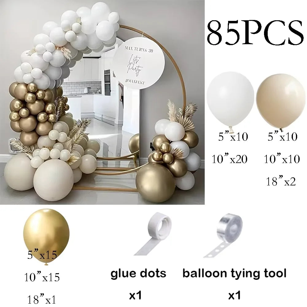 Sage Green Balloon Arch Garland Kit – Green, White, Sand & Gold Confetti Latex Balloons for Birthday, Wedding & Graduation Decorations