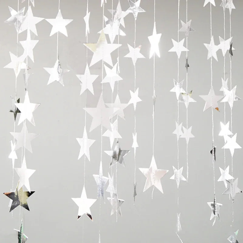 4M Moon & Star Glitter Paper Garland – Hanging Party Banner for Weddings, Eid, Baby Showers & Celebrations