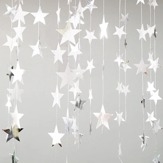 Guirnalda de papel con purpurina de luna y estrellas de 4 m – Pancarta colgante para bodas, Eid, baby showers y celebraciones