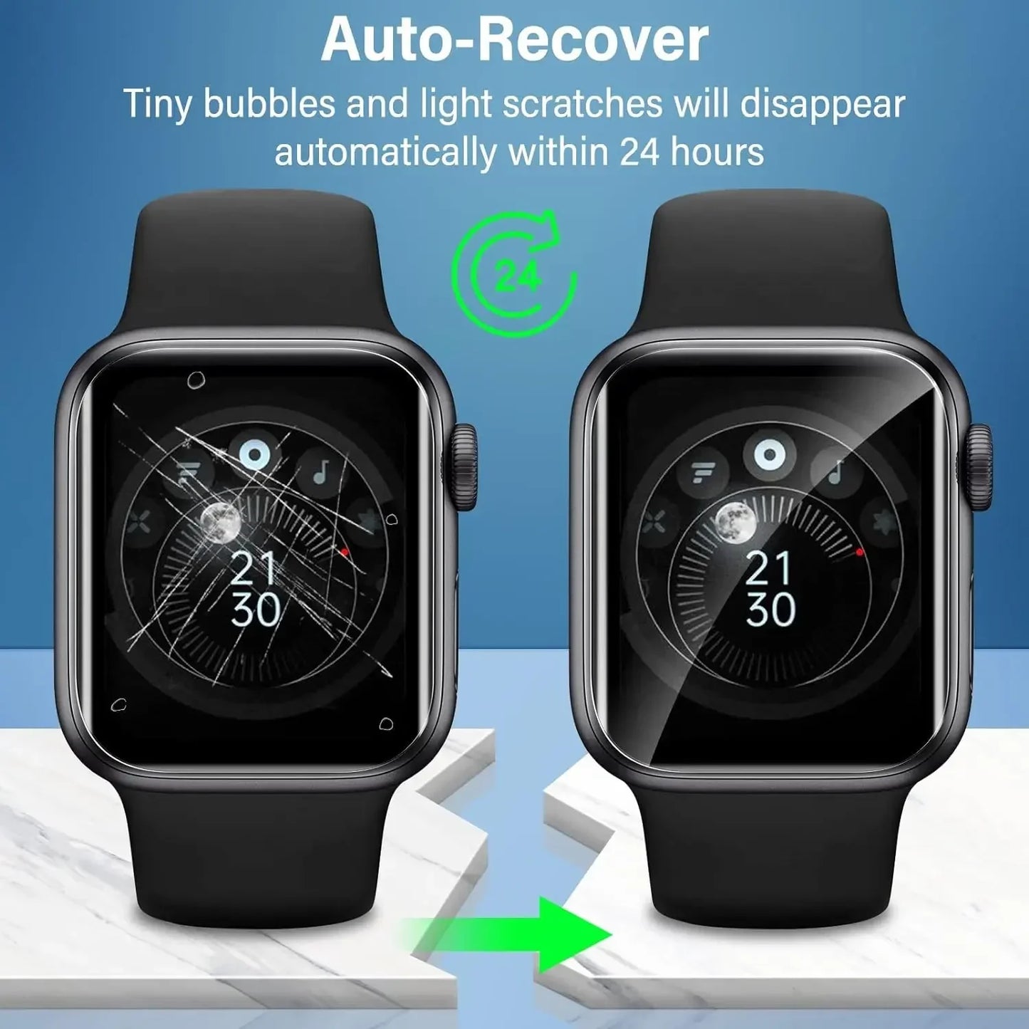 Paquete de 5 protectores de pantalla para Apple Watch Series 10, 9, 8, 7, SE y Ultra 2 – Película protectora HD resistente a los arañazos para modelos de 40mm a 49mm