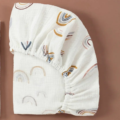 Sábana de cuna de algodón muselina suave y transpirable para bebé – Sábana ajustable universal para cunas de recién nacidos, moisés y camas infantiles