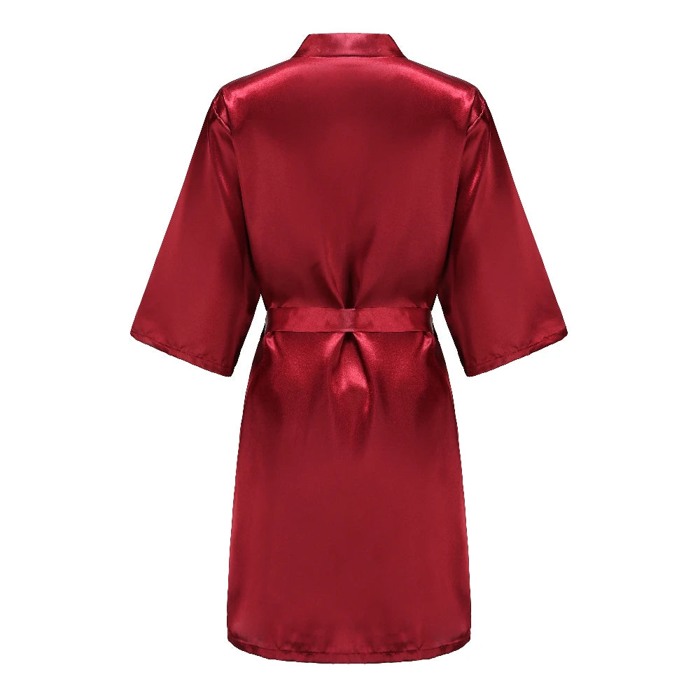 Bata de satén "Team Bride" – Kimono de pijama para fiesta de bodas con estampado de letras blancas | Regalo de despedida de soltera para mujer