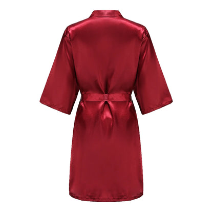 Bata de satén "Team Bride" – Kimono de pijama para fiesta de bodas con estampado de letras blancas | Regalo de despedida de soltera para mujer