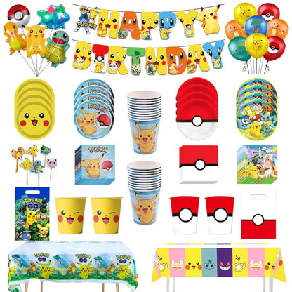 Décorations d'anniversaire Pokémon – Vaisselle Pikachu, Ballons, Décorations de Gâteau et Articles de Fête