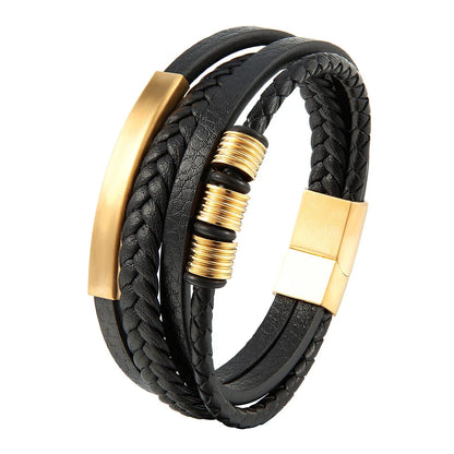 Braided Leather Rope Bracelet – Genuine Leather Bracelet with Stainless Steel Magnetic Clasp for Men & Women | Fashion Jewelry Gift