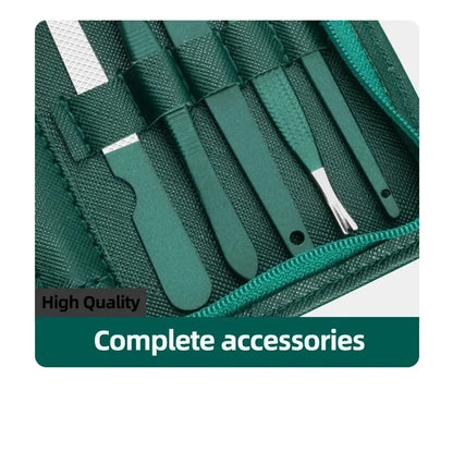 Juego profesional de manicura y pedicura de acero inoxidable de 6 a 18 piezas con estuche de viaje de piel – Kit de uñas y aseo para hombres y mujeres