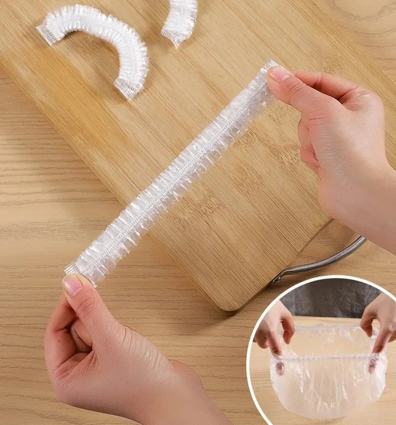 500/10pcs Disposable Food Storage Covers – Elastic Plastic Bowl Covers, Kitchen Food Preservation Film Bags, Stretchable Plate Covers & Vacuum Storage Bags for Fresh Keeping
